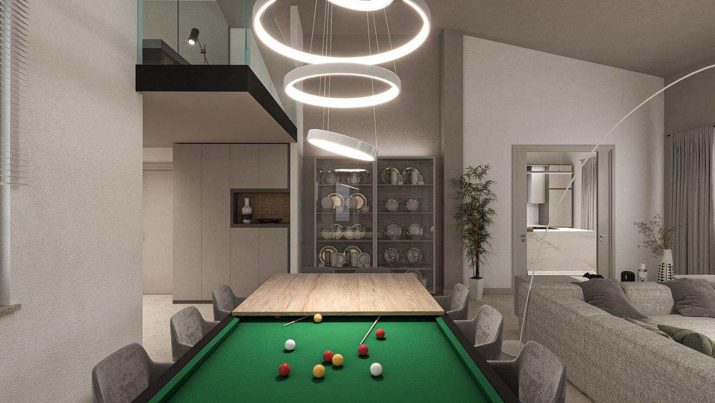 Billiard table in renovation in project